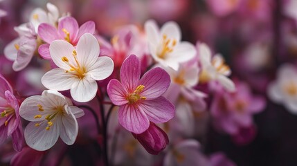 Close-up of delicate pink and white flowers