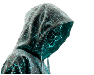  Futuristic Hacker Face with Neon Cyber Security Background PNG
