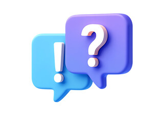 Speech bubbles with question and exclamation marks isolated on transparent background, chat bubbles, communication icon