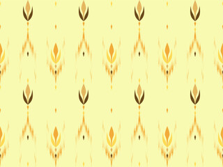 Golden Yellow Ikat Floral Geometric Seamless Pattern for Textile and Interior Design