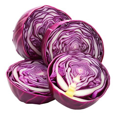 Fototapeta premium Fresh red cabbage cut in half isolated on transparent background
