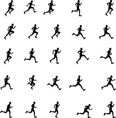 Fototapeta premium Running man silhouettes action sequence animation