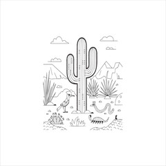 cactus vector art black and white