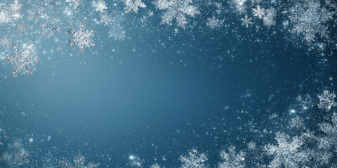 Calm winter blue background with festive snowflakes
