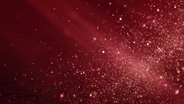 Abstract digital art of reddish-pink particles and light streaks