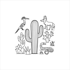 cactus vector art black and white