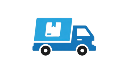 Blue Delivery Truck Icon on White symbol simple moving fast clipart delivery business online box van express modern graphic design online shopping