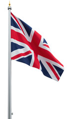 Fototapeta premium British flag waving in wind, symbolizing national pride and identity. vibrant colors of red, white, and blue create striking visual