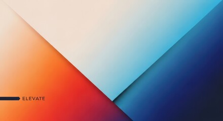 Minimalist geometric abstract design featuring gradient colors of orange, blue, and white, perfect for backgrounds and modern artwork needs