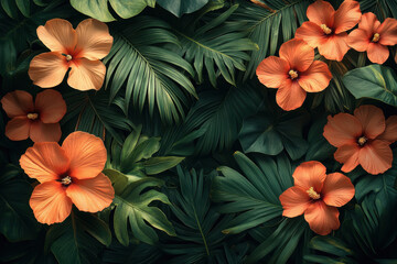 Tropical flowers wallpaper.
