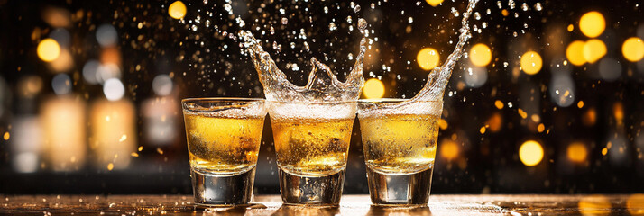 Enjoying splashing tequila shots in lively bar setting Generative AI