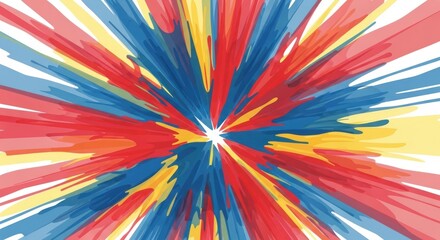 Vibrant Abstract Explosion of Colorful Strokes Representing Energy and Movement in Bright Shades of Red, Blue, Yellow, and White for Creative Projects