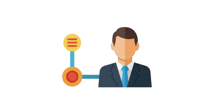 Business Man with Connection Diagram man solution connection marketing career vector leadership development symbol achievement