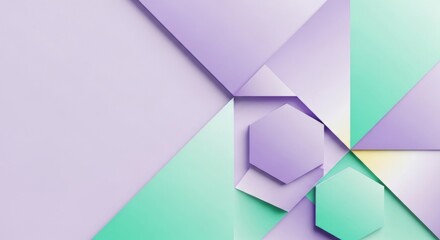Geometric Abstract Background with Triangles and Hexagons in Soft Pastel Colors for Modern Art and Design Inspiration