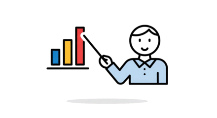 Business Presentation with Bar Chart sales illustration success training planning symbol strategy business goal communication diagram analysis idea information development