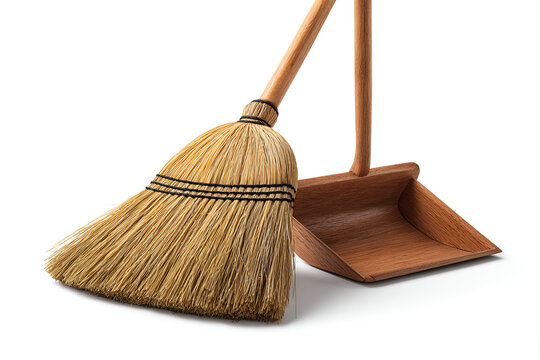 Wooden broom and dustpan cleaning supplies home cleaning tools