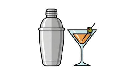 Cocktail Shaker and Martini Illustration party clean flat relax holiday lifestyle drink classic isolated liquid refreshment
