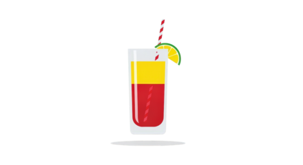 Colorful layered cocktail with lime summer liquid cold white refreshment mixology alcohol flat icon isolated simple vector