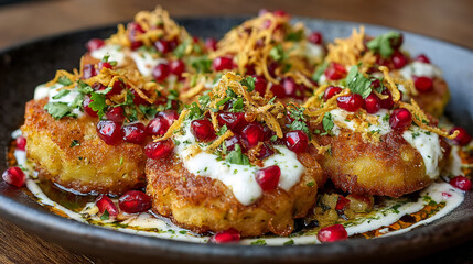 Delicious Aloo Tikki Recipe: Indian Potato Patties with Pomegranate & Yogurt