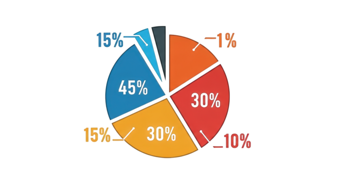 Colorful Pie Chart with Percentages icon marketing circle graphic template digital concept progress success vector abstract representation