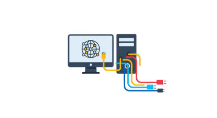 Computer Network Connection Illustration on White white black global device blue server red monitor