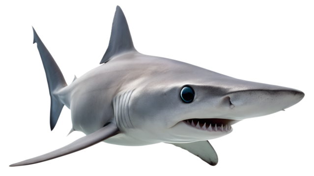 A goblin shark with its eerie protruding jaws, isolated on a transparent background