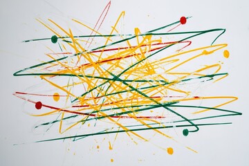 Fototapeta premium Colorful abstract artwork featuring chaotic lines and dots created with a variety of paint colors and techniques