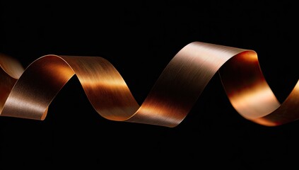 Copper ribbon in a swirling pattern against black
