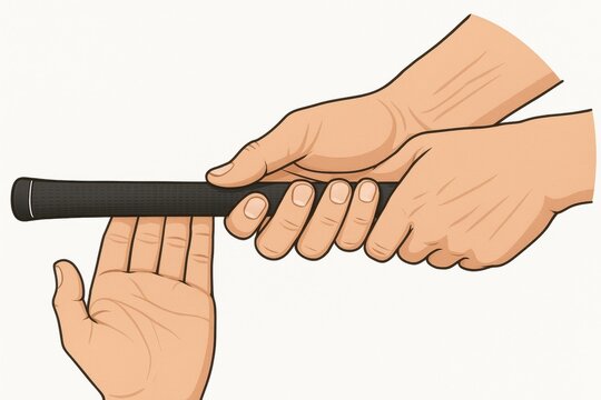 Golf Grip Technique: Demonstrating the correct overlap grip, this image captures the focused essence of the game. the grip enhances the golfer's control and performance.