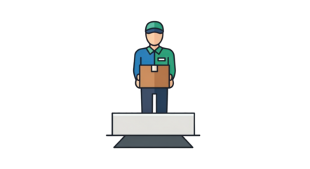 Delivery Person Holding Package Illustration parcel holding uniform business symbol carrying vector graphic illustration