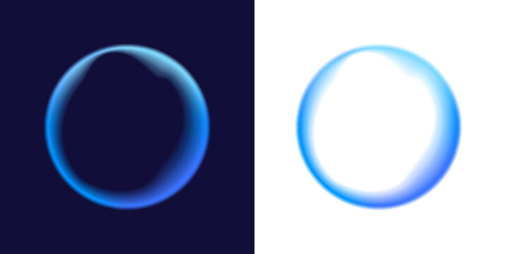 PNG Rainbow blue drops of water, liquid or holograms of irregular free organic shapes. Transparent blue sparkling water splash element with blue gradient.	