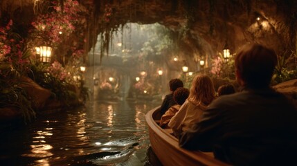 Cave waterway boat trip scene