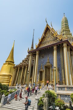 Wat Phra Kaew, Temple of the Emerald Buddha, Phra Mondop Library, Phra Sri Rattana Chedi, Grand Palace, Bangkok, Central Thailand, Thailand