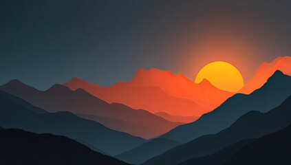 Sunset over a mountain range (1)