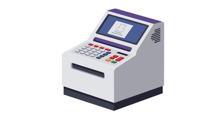 Retro atm machine isometric design with colorful buttons and display