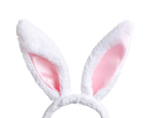Floppy White Bunny Ears Side Angle, 3D Illustration, on Transparent Background