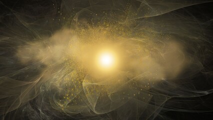 gold background with smoke effect. gold and black background. Gold + Smoke + Black Background. Luxury Gold Gradient Texture. Abstract Smoke Art in Gold and Grunge Gold Smoke Background. © nawee