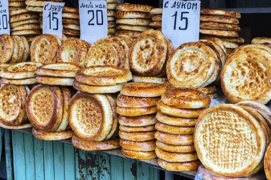 Baker stall, Osh market, Bishkek, Kyrgyzstan