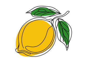 Lemon one line. Continuous line drawing of citrus, vector