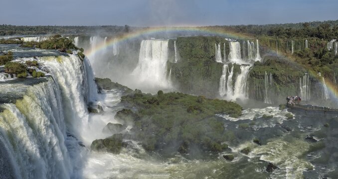 Rainbow over the Iguazu Falls, View from the Brazilian side, Foz do Iguacu, Parana State, Brazil
