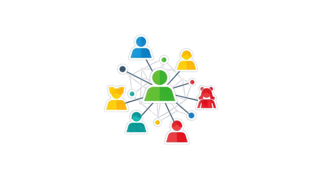 Network of People Connected Together style people colorful marketing isolated support links graphic modern data partnership connection creative illustration