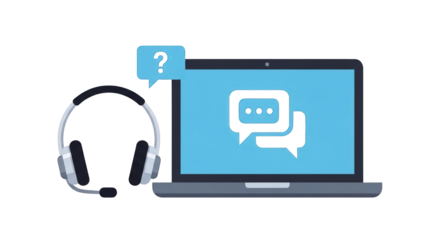 Online Support and Customer Service consultation remote concept virtual support white network icon service headset communication design troubleshooting online
