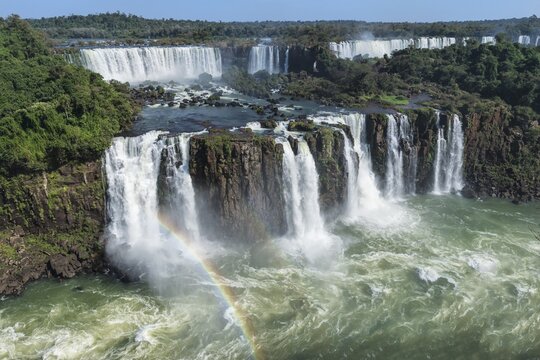 Rainbow over the Iguazu Falls, View from the Brazilian side, Foz do Iguacu, Parana State, Brazil