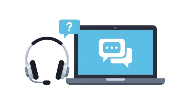 Online Support and Customer Service consultation remote concept virtual support white network icon service headset communication design troubleshooting online