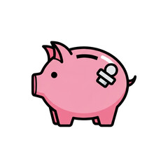Obraz premium Pink Piggy Bank Illustration fund value banking market budget deposit cartoon earn sell money