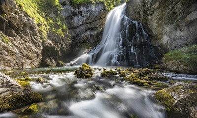Gollinger Waterfall, Schwarzenbach Falls on the Schwarzbach, long exposure, Tennengau, Salzburger Land, Austria