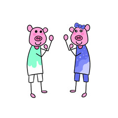couple funny cartoon animal