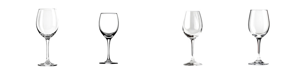 Obraz premium Empty Wine Glasses Set: Clear Glassware, Isolated on White Background