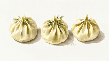 Silken Steam Steamed dumplings isolated watercolor vector illustration svg