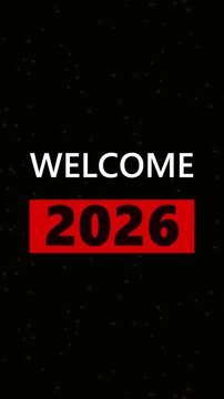 welcome 2026 year animation text video background